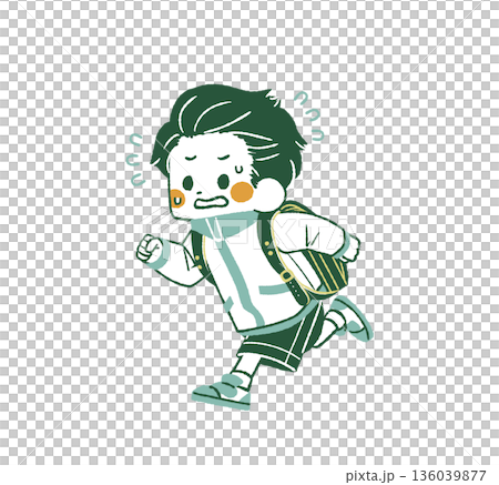 小學生匆匆奔跑－4種顏色 136039877