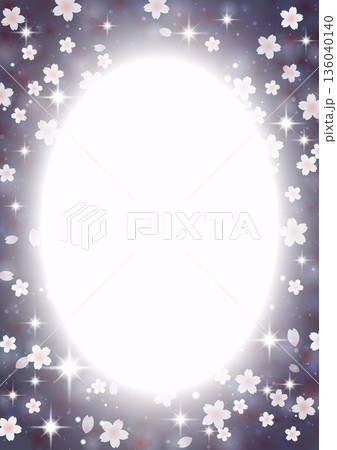 幻想的な輝きの夜桜の花 背景 フレーム　縦 136040140