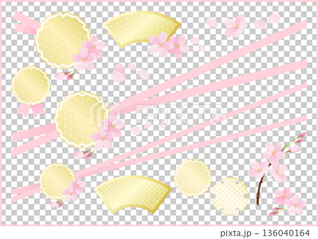桜の和風飾り メダル ラッピング 136040164