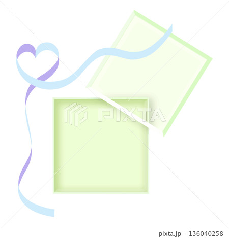 ギフトボックスのフレーム枠 リボン ラッピング 緑色 新緑色 ギフトボックスのフレーム枠 リボン ラッピング 緑色 新緑色 136040258