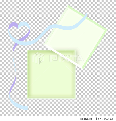 ギフトボックスのフレーム枠 リボン ラッピング 緑色 新緑色 ギフトボックスのフレーム枠 リボン ラッピング 緑色 新緑色 136040258