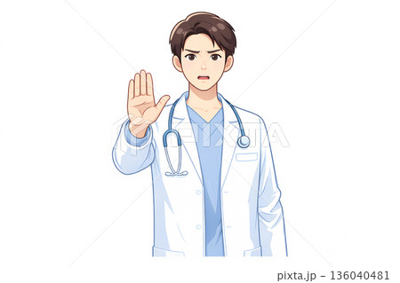 注意する男性医師 136040481