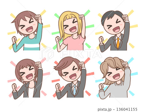 何かを達成したポーズをする人物のイラスト_1 136041155