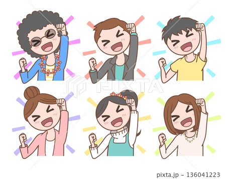 何かを達成したポーズをする人物のイラスト_2 136041223