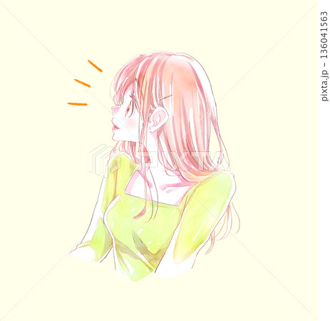 明るい表情の女性　横顔 136041563