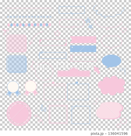 A set of gentle pink and light blue decoration materials A set of gentle pink and light blue decoration materials 136041596