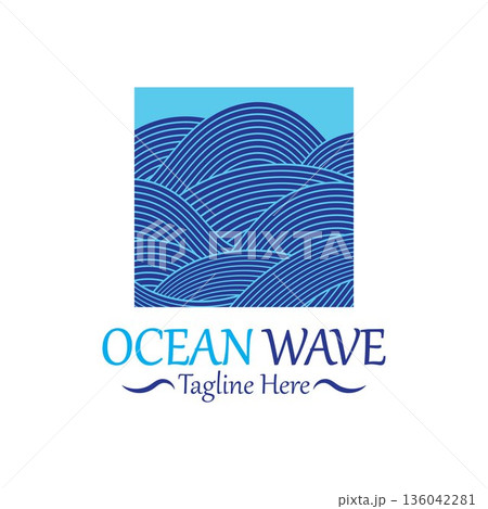 Abstract Blue Ocean Wave In Asian Style. Vector Illustration 136042281