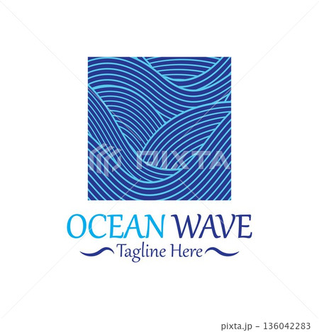 Abstract Blue Ocean Wave In Asian Style. Vector Illustration 136042283