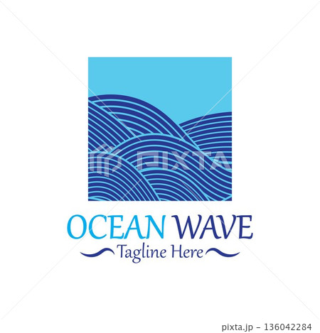 Abstract Blue Ocean Wave In Asian Style. Vector Illustration 136042284