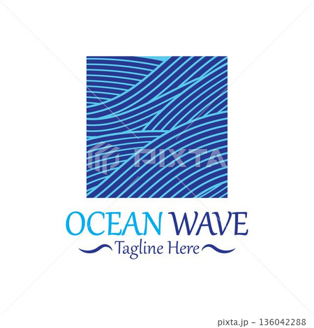 Abstract Blue Ocean Wave In Asian Style. Vector Illustration Abstract Blue Ocean Wave In Asian Style. Vector Illustration 136042288