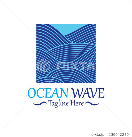 Abstract Blue Ocean Wave In Asian Style. Vector Illustration Abstract Blue Ocean Wave In Asian Style. Vector Illustration 136042289
