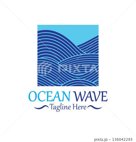Abstract Blue Ocean Wave In Asian Style. Vector Illustration Abstract Blue Ocean Wave In Asian Style. Vector Illustration 136042293