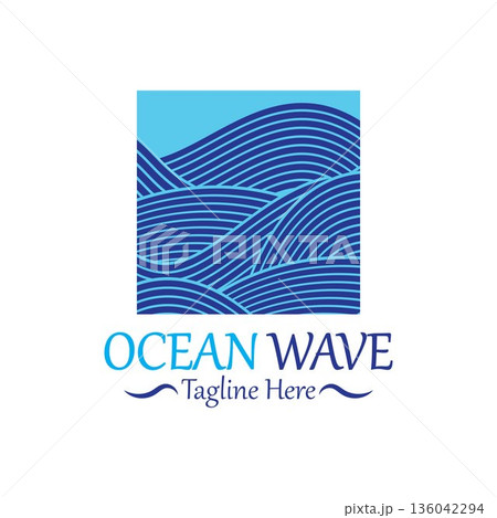 Abstract Blue Ocean Wave In Asian Style. Vector Illustration 136042294