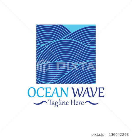 Abstract Blue Ocean Wave In Asian Style. Vector Illustration 136042298