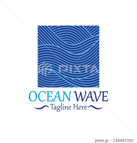 Abstract Blue Ocean Wave In Asian Style. Vector Illustration Abstract Blue Ocean Wave In Asian Style. Vector Illustration 136042302