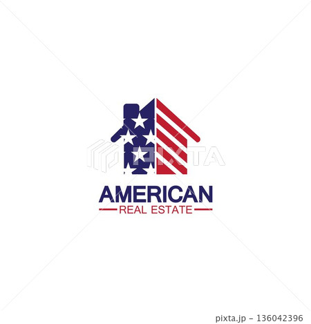home house american flag real estate logo vector illustration 136042396