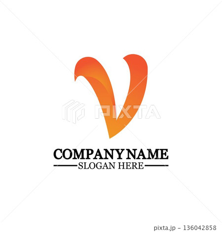 Letter V with Check Mark logo illustration design. Creative Minimal luxury emblem design. Universal elegant icon.Graphic Alphabet Symbol for Corporate Business Identity. 136042858