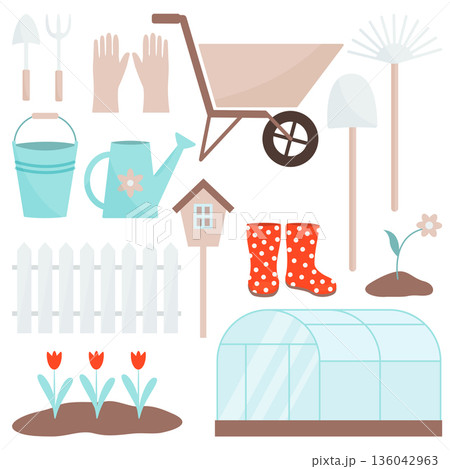 Set of gardening tools 136042963