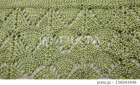 A colorful knitted fabric texture suitable for home decor, fashion, or textile 136043446