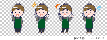 一位正在使用智慧型手機的女餐廳服務員 136043494