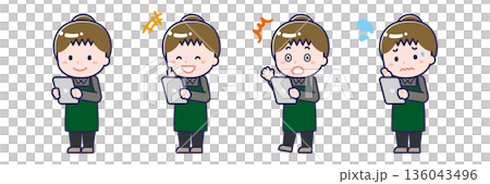 A female restaurant clerk using a tablet A female restaurant clerk using a tablet 136043496