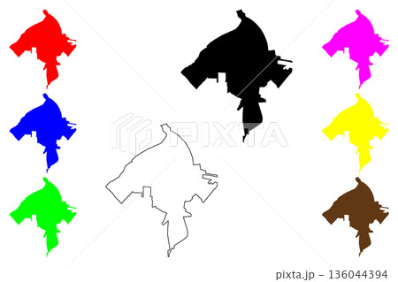 Bataysk city (Russia, Russian Federation) map vector illustration, scribble sketch Bataysk map 136044394