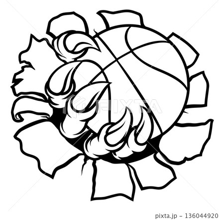 Basketball Ball Claw Cartoon Monster Animal Hand Basketball Ball Claw Cartoon Monster Animal Hand 136044920