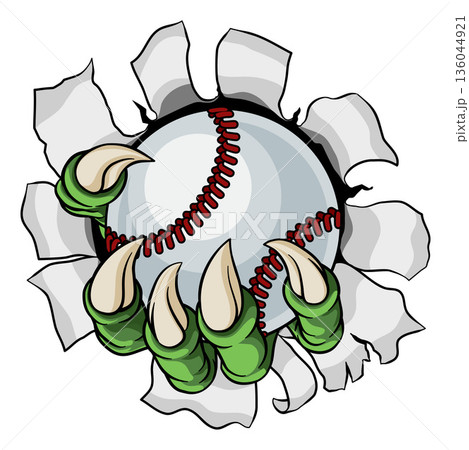 Baseball Ball Claw Cartoon Monster Animal Hand 136044921