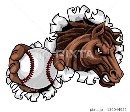 Horse Mustang Stallion Baseball Sports Team Mascot Horse Mustang Stallion Baseball Sports Team Mascot 136044923