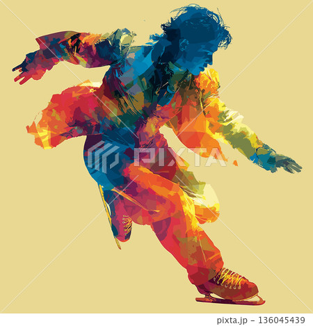 Figure skating dynamic multicolor graphic wallpaper or banner. Figure skating graphic art effect poster Figure skating dynamic multicolor graphic wallpaper or banner. Figure skating graphic art effect poster 136045439