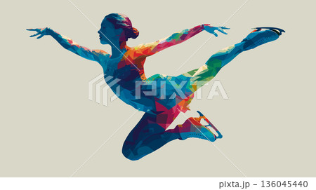 Figure skating dynamic multicolor graphic wallpaper or banner. Figure skating graphic art effect poster Figure skating dynamic multicolor graphic wallpaper or banner. Figure skating graphic art effect poster 136045440