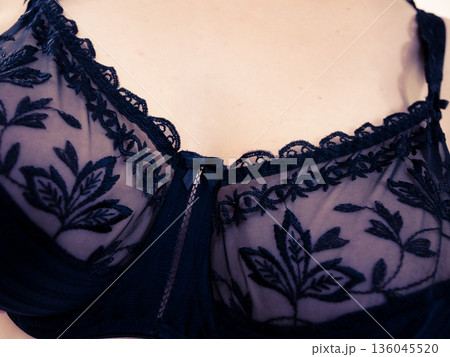 Woman big breast wearing bra 136045520