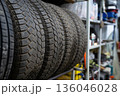 A set of winter tires in the garage 136046028