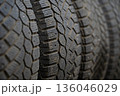 A close-up of a stack of winter tires 136046029