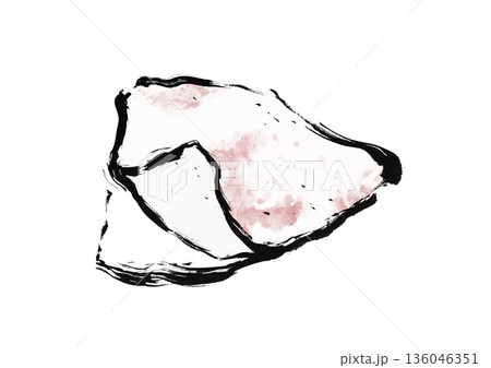 烏賊を捌く和風筆イラスト素材 136046351