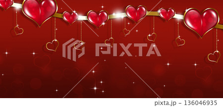 Red Valentines golden Hearts Red Valentines golden Hearts 136046935