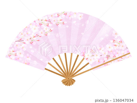 華やかな桜の扇子のイラスト 136047034