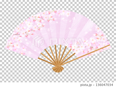 華やかな桜の扇子のイラスト 136047034