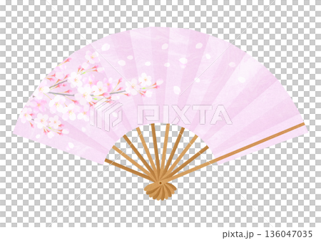 華やかな桜の扇子のイラスト 華やかな桜の扇子のイラスト 136047035