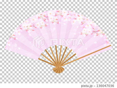 一幅美麗的櫻花扇插圖 一幅美麗的櫻花扇插圖 136047036