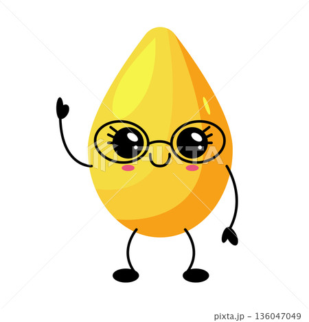 Cute Kawaii Oil Drop Character With Glasses 136047049