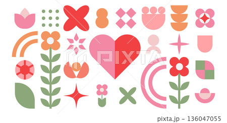 Spring Geometric Floral Elements Collection 136047055