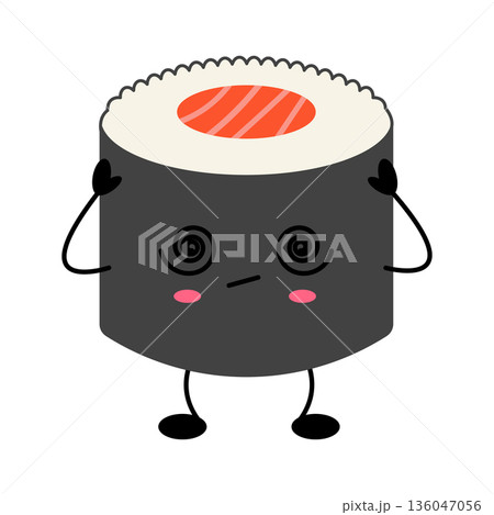 Cute Kawaii Sushi Roll Character Dizzy Cute Kawaii Sushi Roll Character Dizzy 136047056