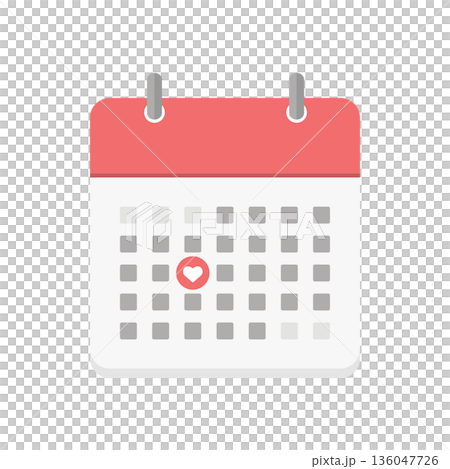 Heart mark and monthly calendar icon - Valentine's Day, date plans, anniversary image material Heart mark and monthly calendar icon - Valentine's Day, date plans, anniversary image material 136047726