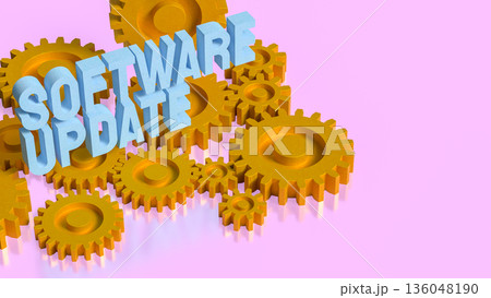 Software Update Automation Concept With Golden Gears 3d render. Software Update Automation Concept With Golden Gears 3d render. 136048190