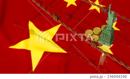 United States China Economic Tension And Trade Conflict Concept 3d render. 136048198