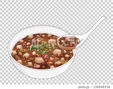 麻婆豆腐插圖(附湯匙) 麻婆豆腐插圖(附湯匙) 136048356