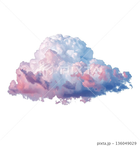 Colorful Cloud Formation Over a Clear Sky in the Late Afternoon Shows Shades of Pink and Blue 136049029