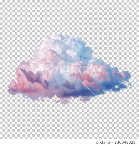 Colorful Cloud Formation Over a Clear Sky in the Late Afternoon Shows Shades of Pink and Blue 136049029