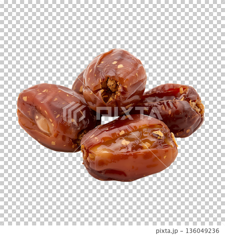 Fresh Dates Stacked on a White Surface Ready for Sale at a Market 136049236